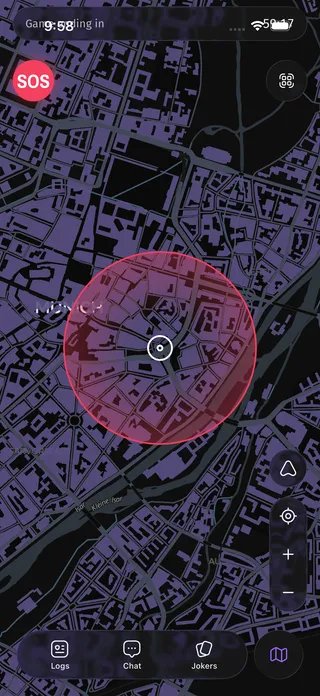 Live Phantom Chase hunt map showing the play zone and in-game tools