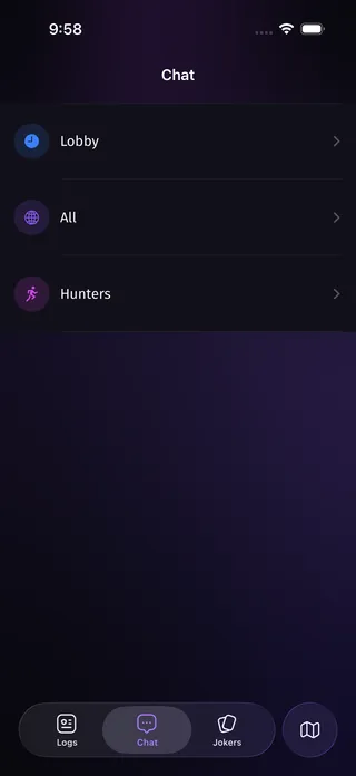 Phantom Chase in-hunt chat — Lobby, All, and role-only channels