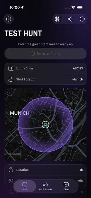 Phantom Chase lobby screen, ready-up view before a hunt begins
